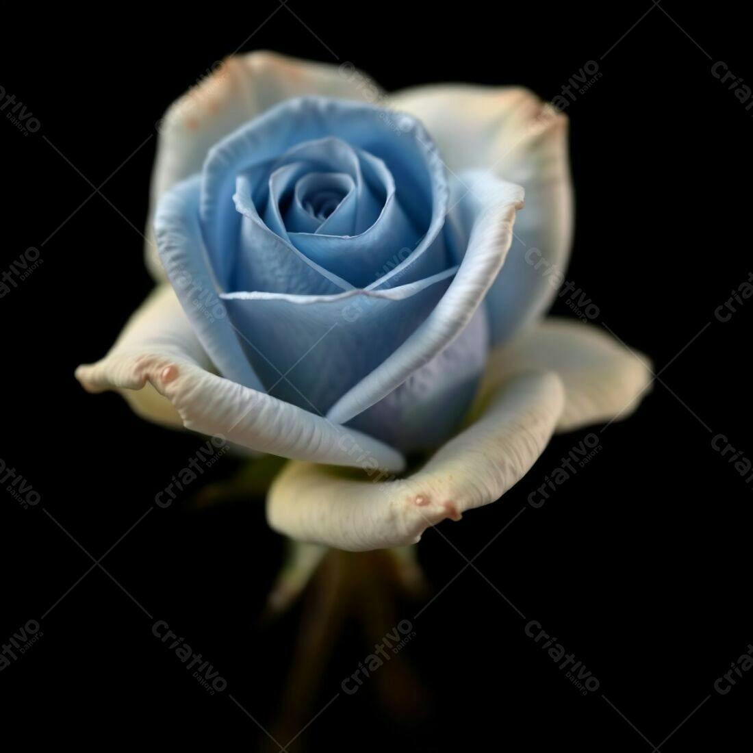 Rosa azul em fundo preto