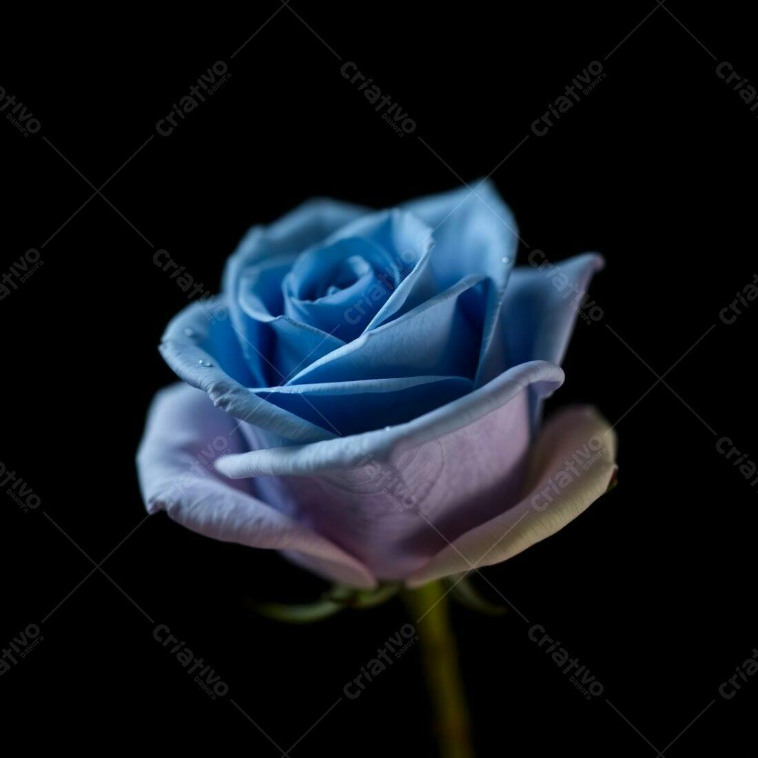 Rosa azul em fundo preto