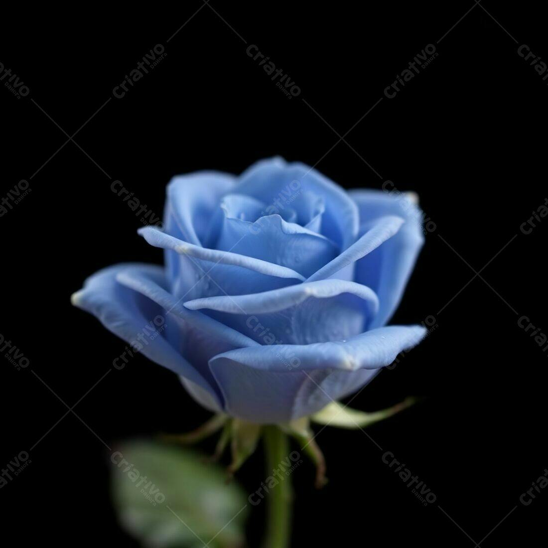 Rosa azul celeste fundo preto