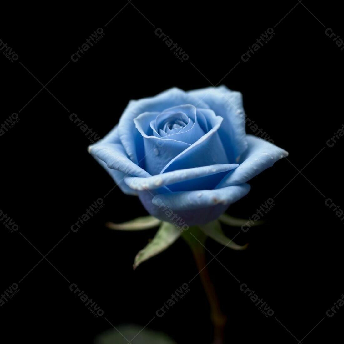 Rosa azul em fundo preto