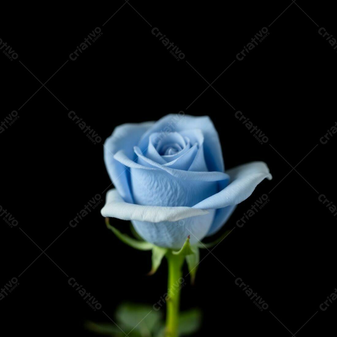 Rosa azul celeste fundo preto