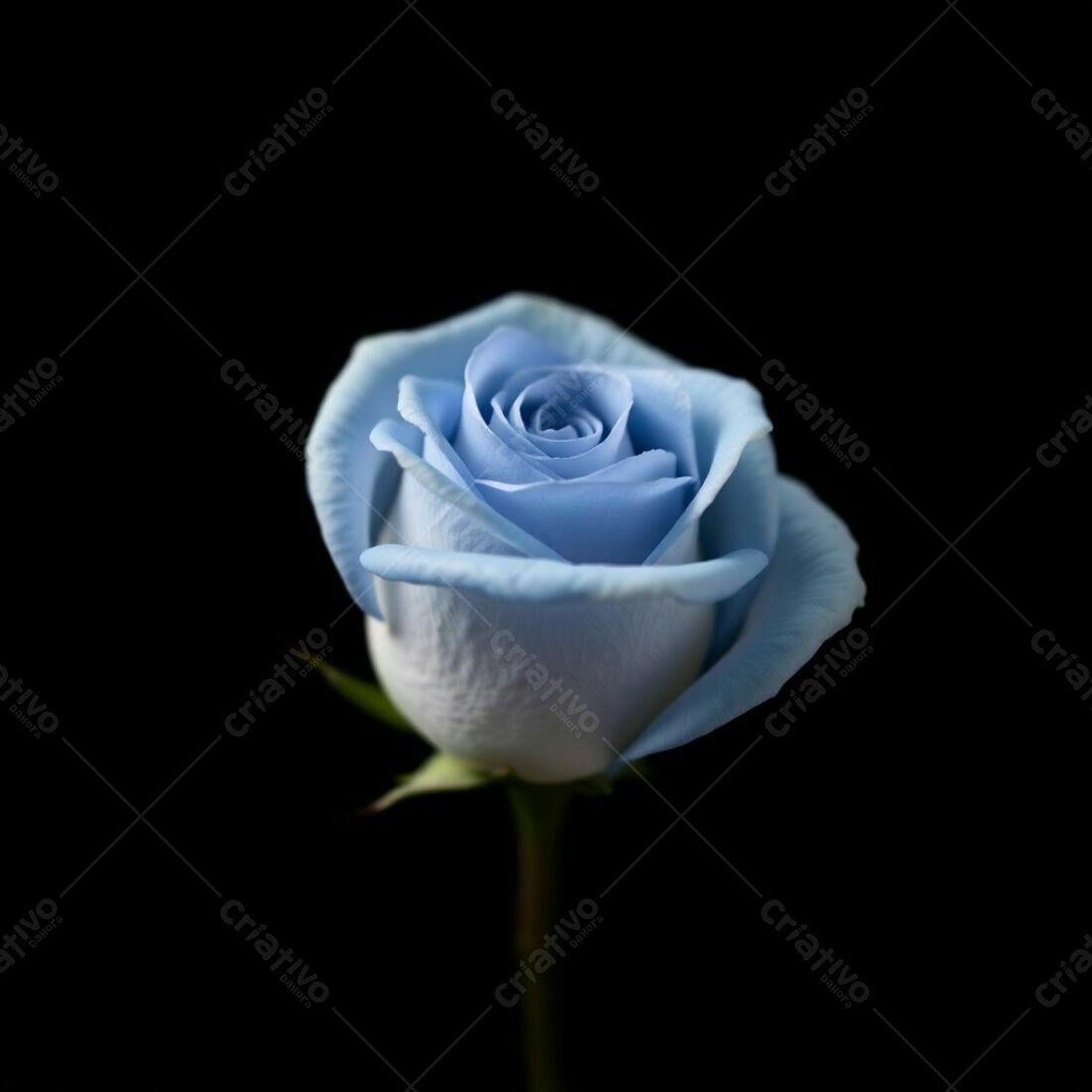 Rosa azul celeste em fundo preto