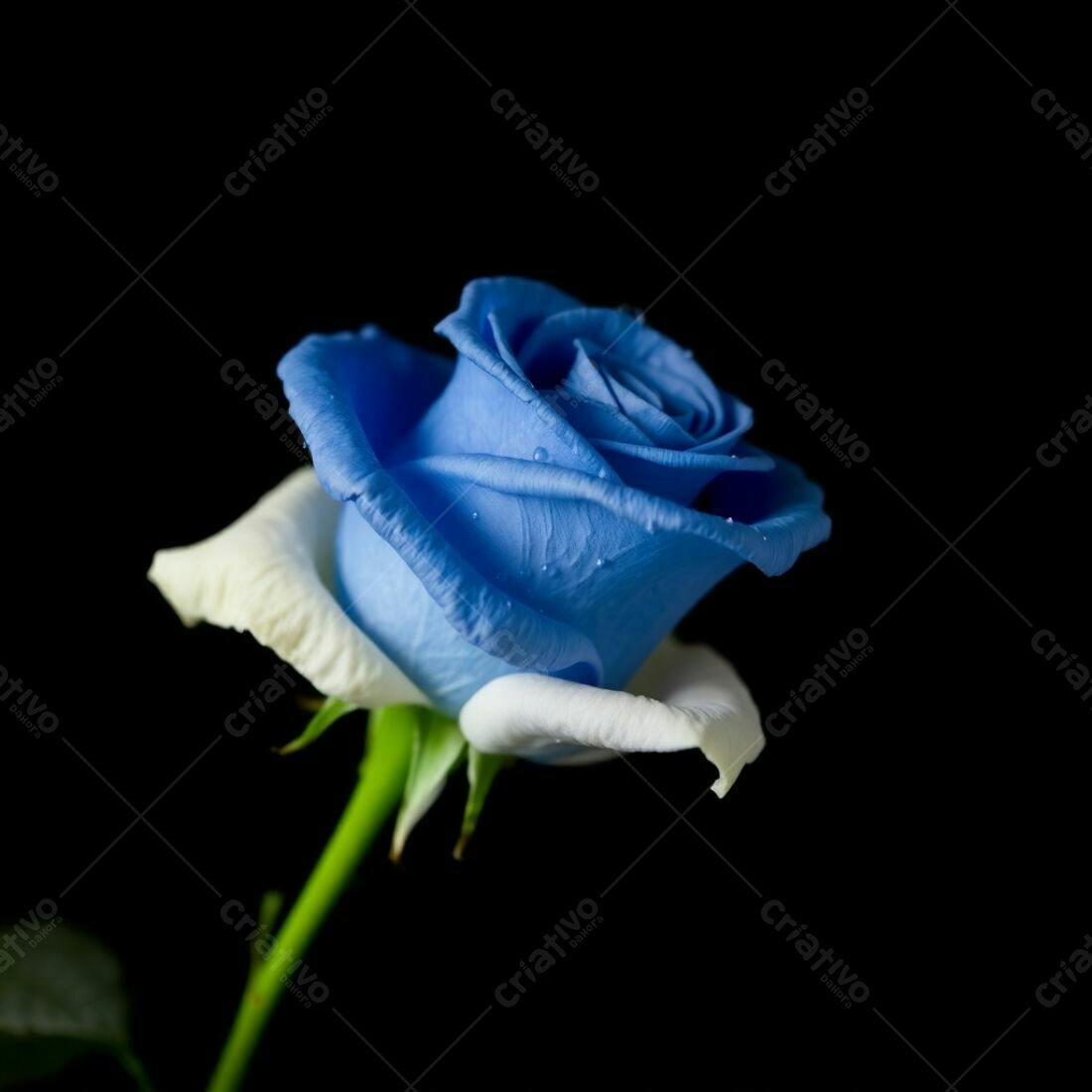 Rosa azul em fundo preto