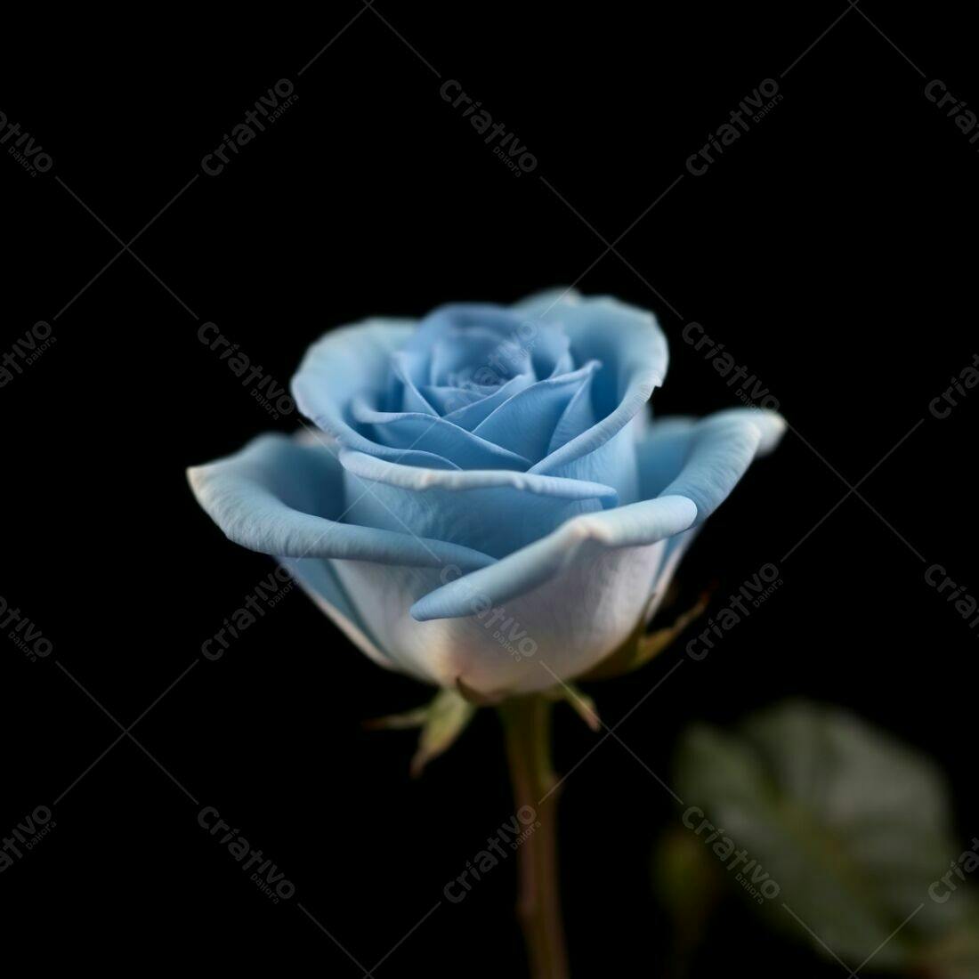 Rosa azul celeste em fundo preto