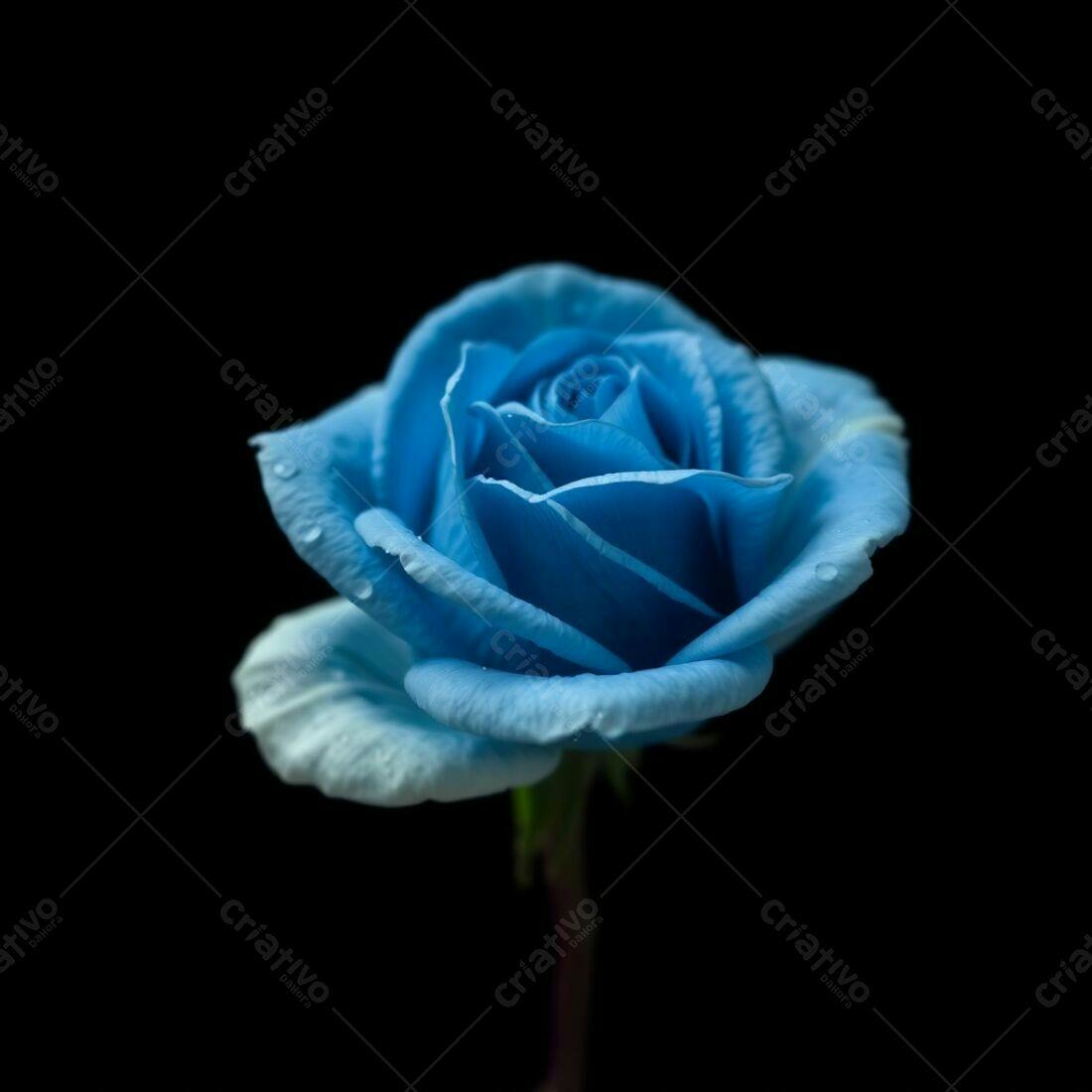 Rosa azul em fundo preto