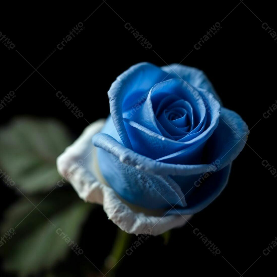 Rosa azul em fundo preto