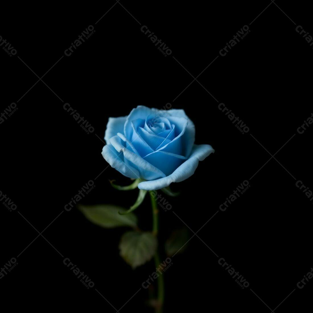 Rosa azul em fundo preto