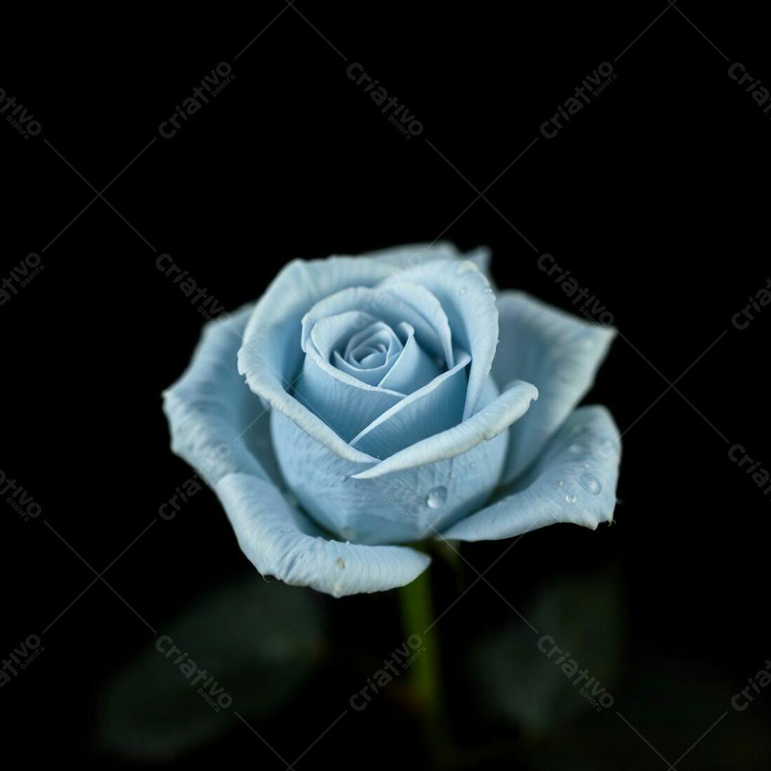 Rosa azul celeste em fundo preto