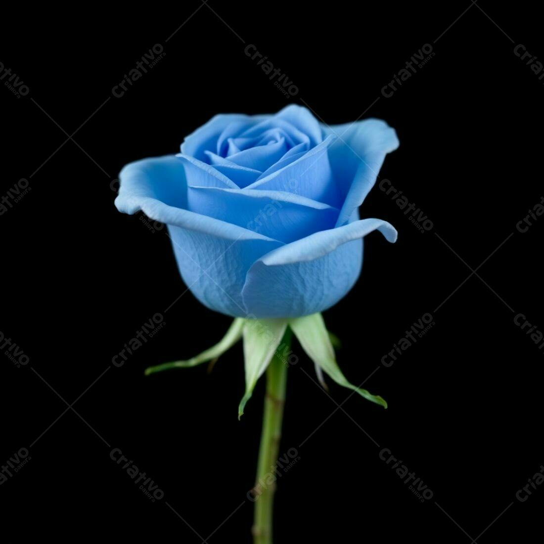 Rosa azul celeste fundo preto