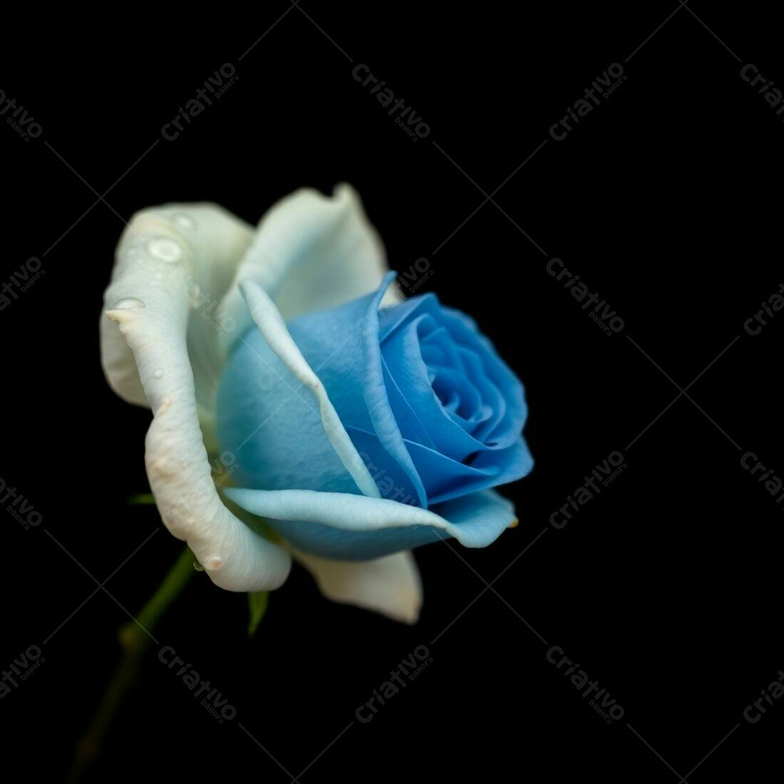 Rosa azul e branca em fundo preto