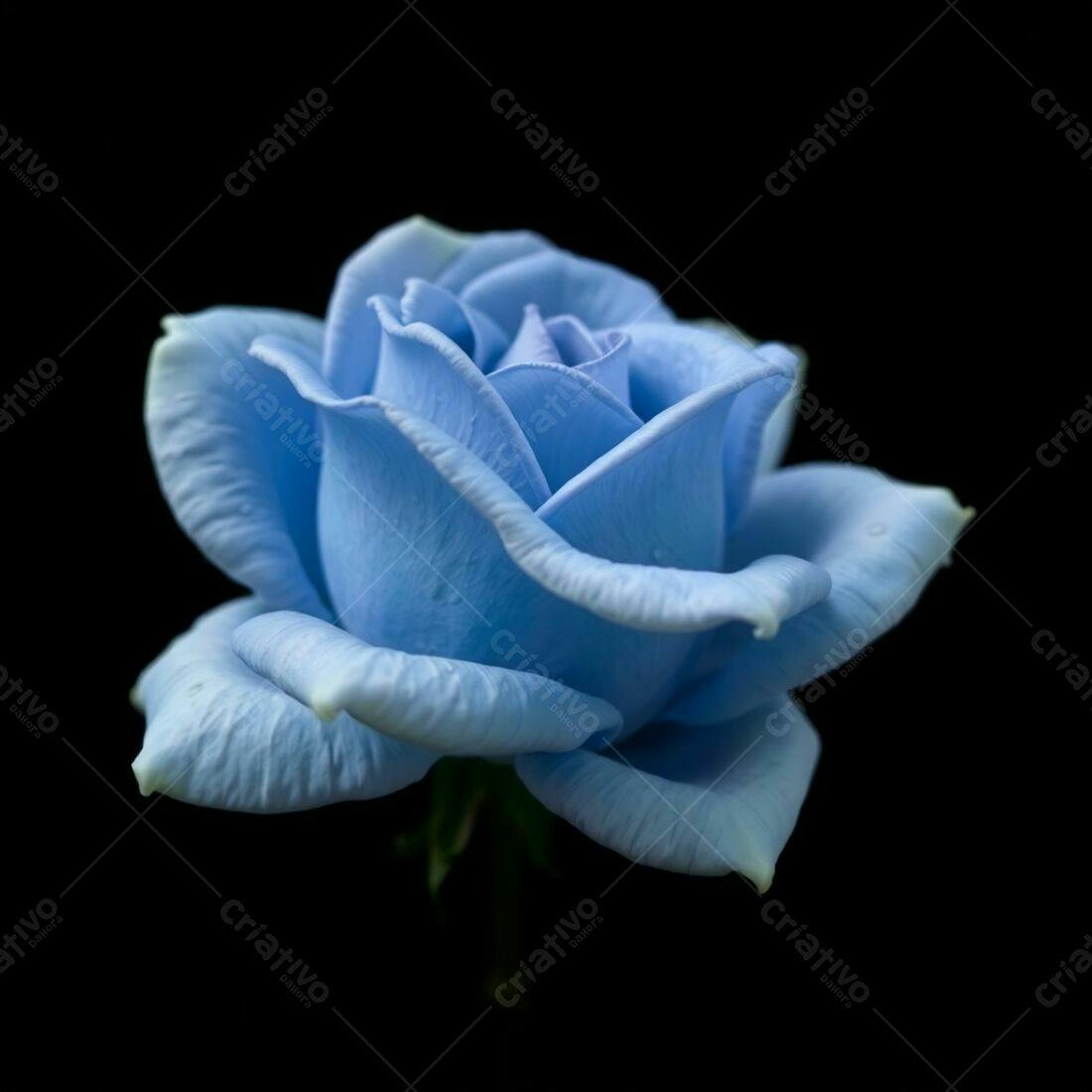 Rosa azul celeste fundo preto
