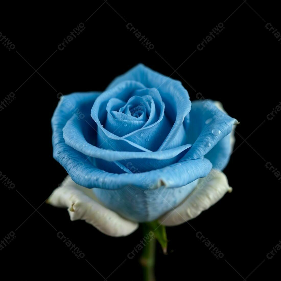 Rosa azul em fundo preto
