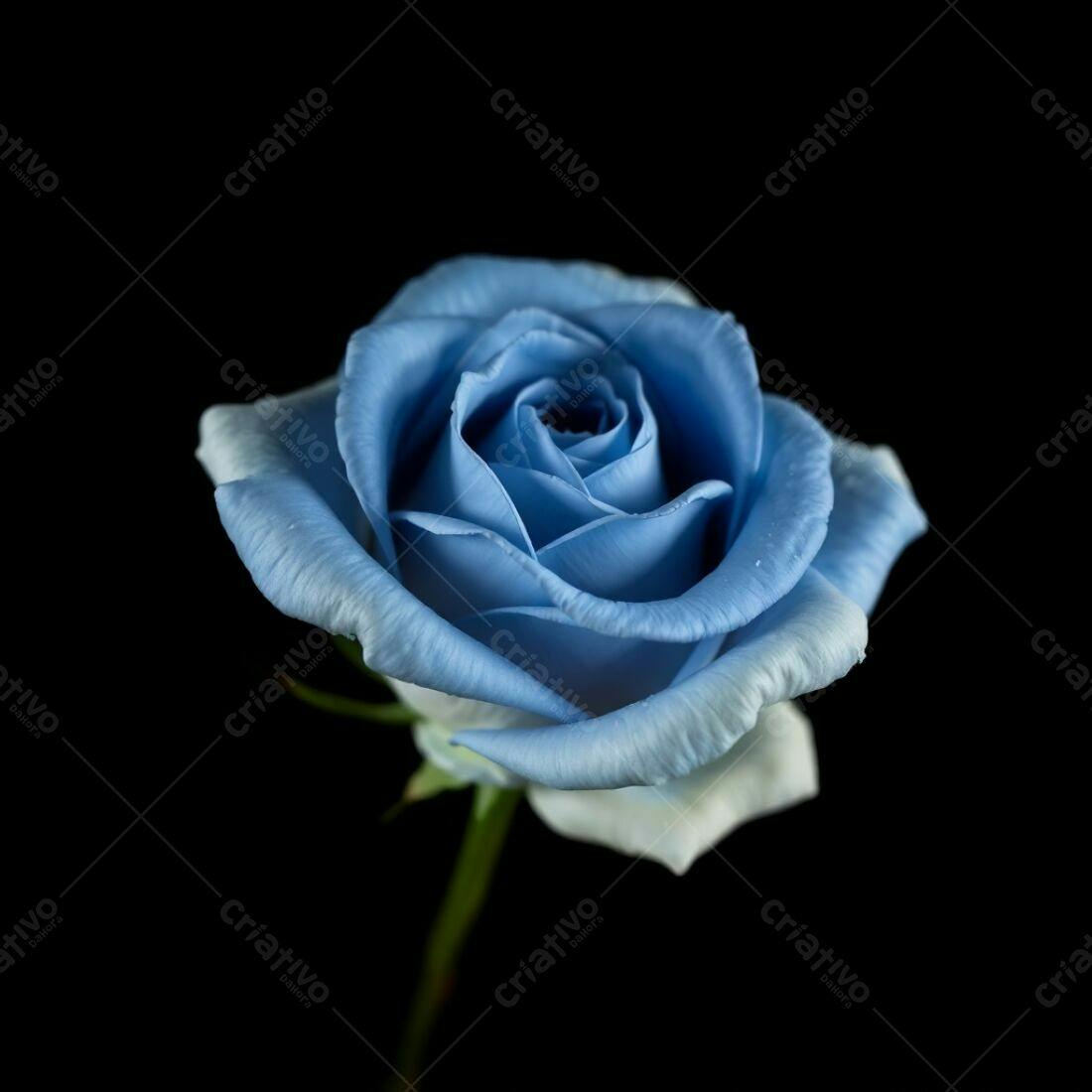 Rosa azul em fundo preto