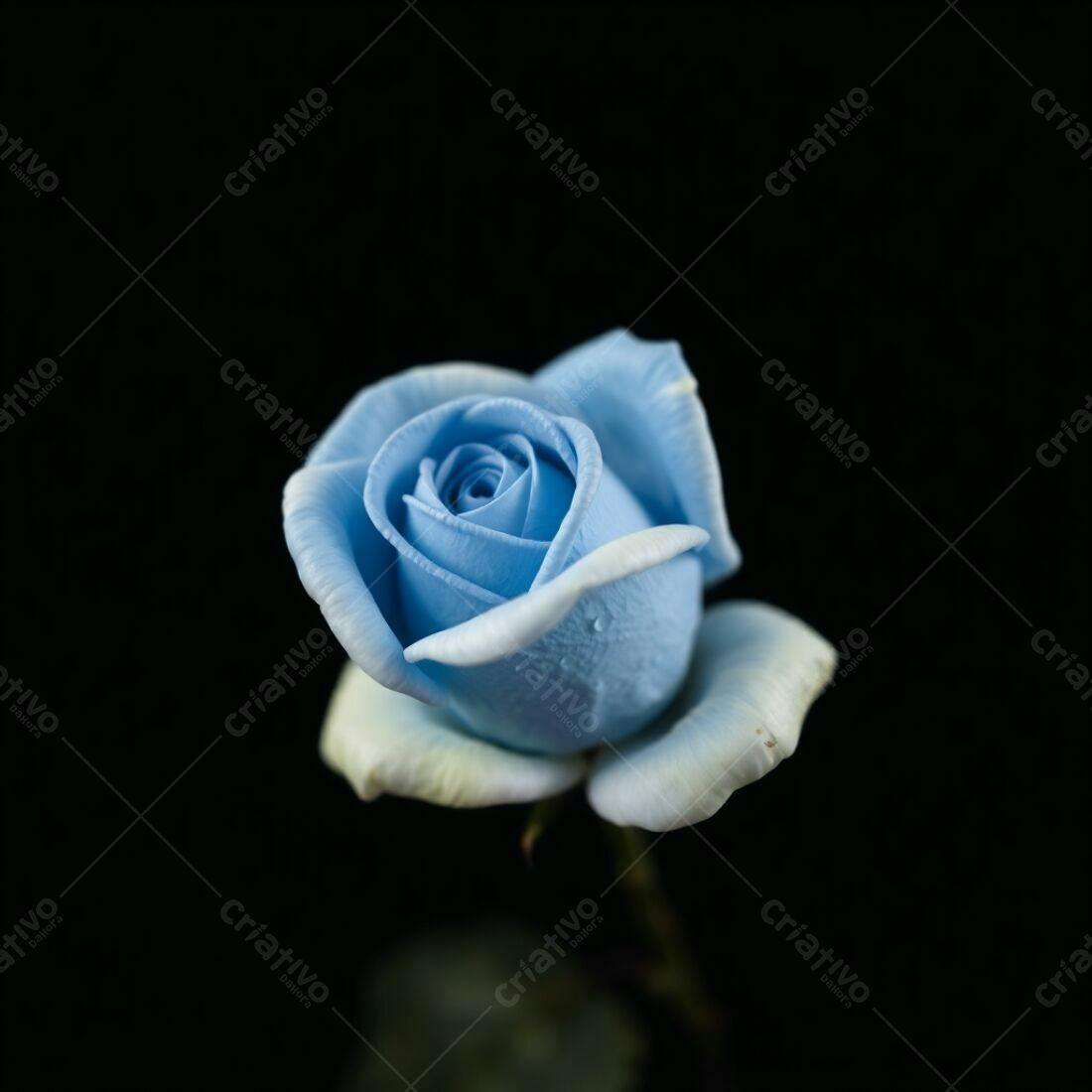 Rosa azul em fundo preto