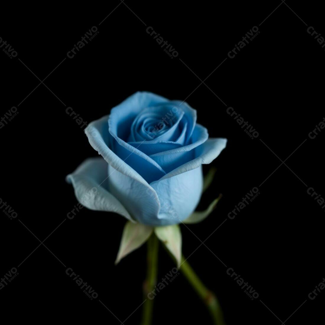 Rosa azul em fundo preto