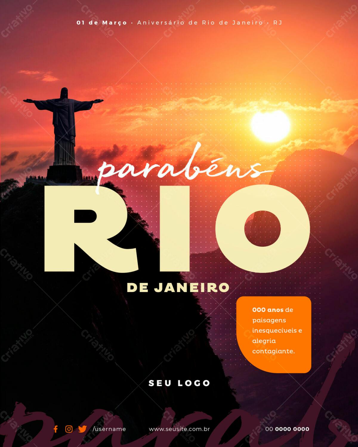 Flyer Aniversário Rio de Janeiro PSD Editável