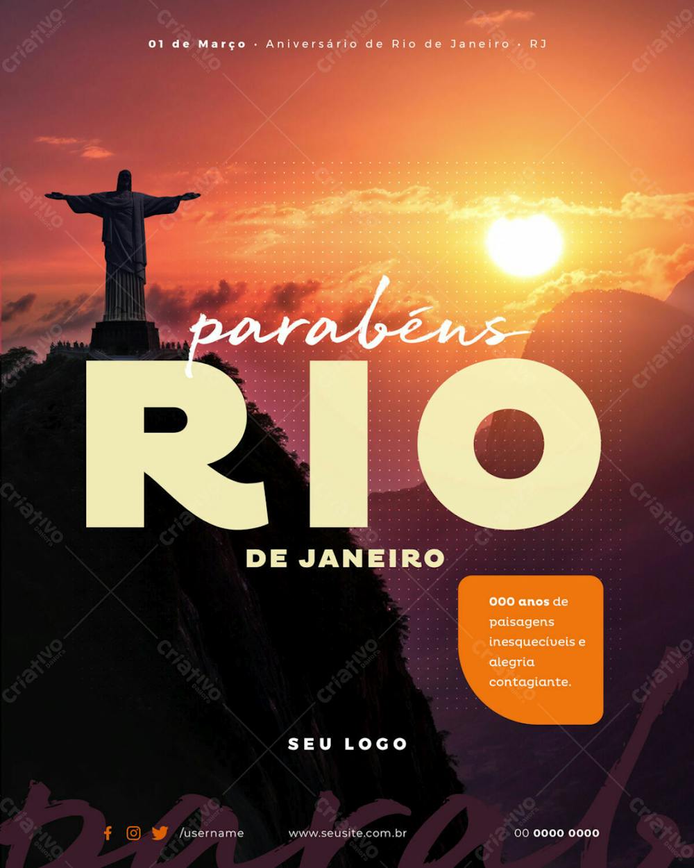 Psd Editável 01 De Março Aniversário Rio De Janeiro Capital Paisagens Inesquecíveis E Alegria Contagiante 01 25