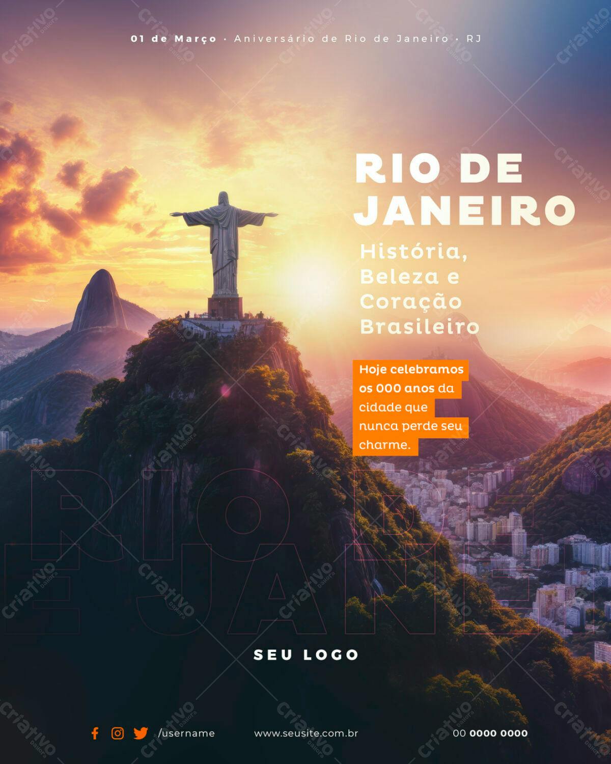 Flyer para Aniversário do Rio de Janeiro PSD Editável