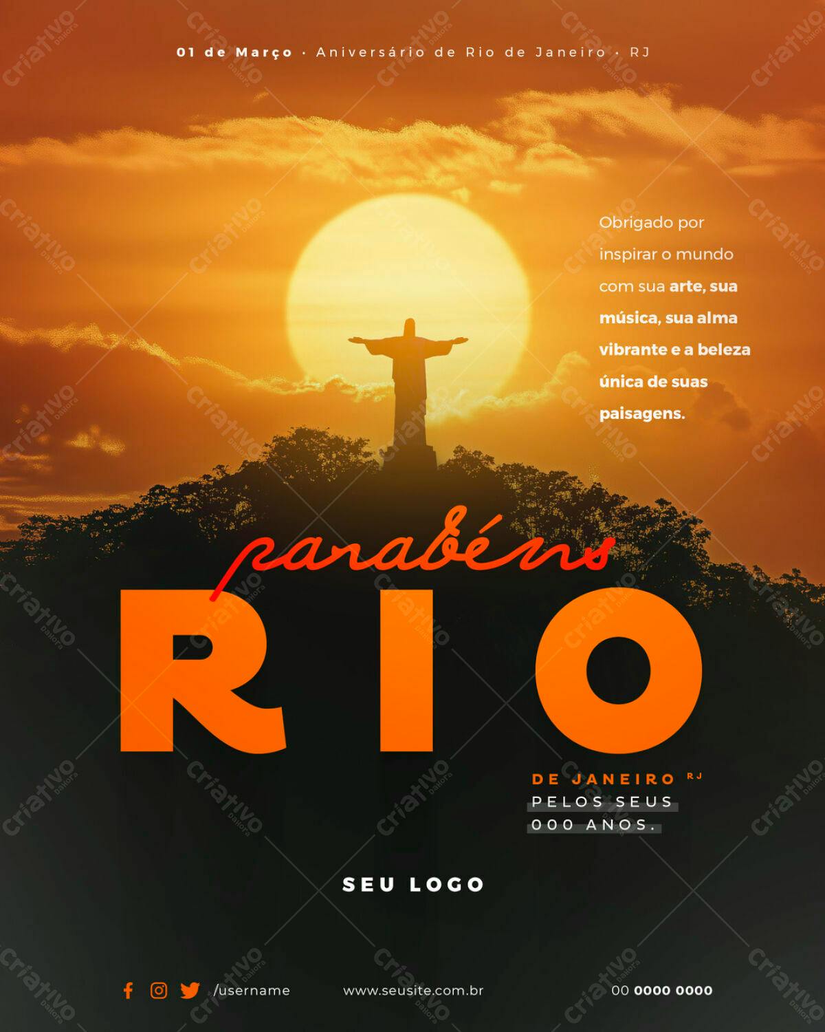 Flyer Aniversário Rio de Janeiro PSD Editável