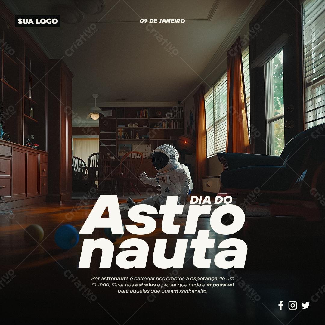 Post para Dia do Astronauta PSD Editável