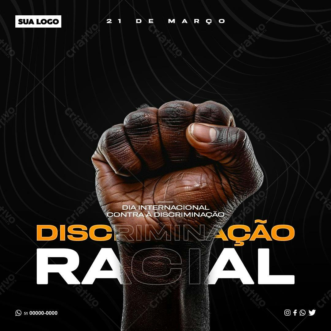 Flyer Dia Internacional Contra a Discriminação Racial PSD Editável