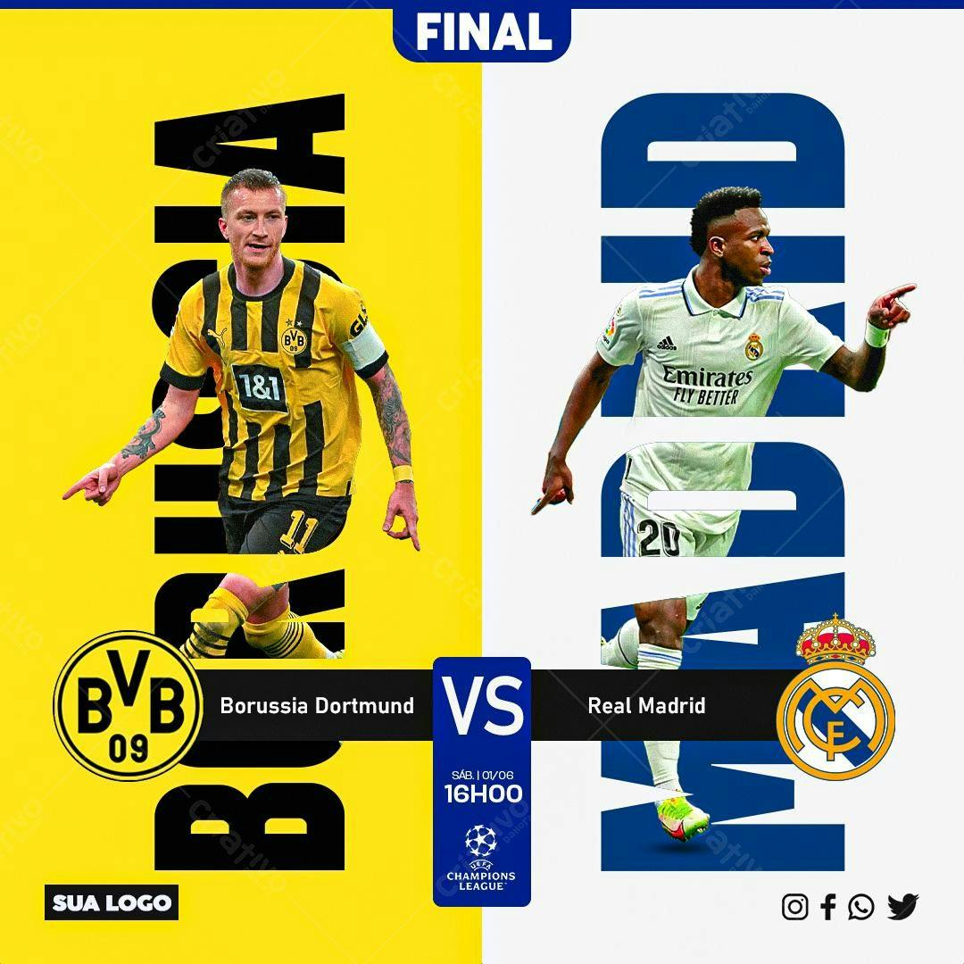 Flyer Borussia Dortmund x Real Madrid PSD Editável