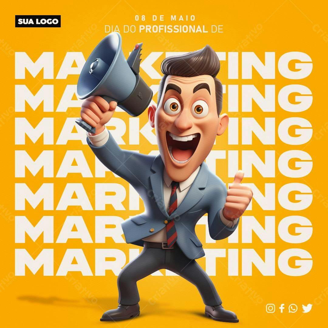 Flyer Dia do Profissional de Marketing PSD Editável