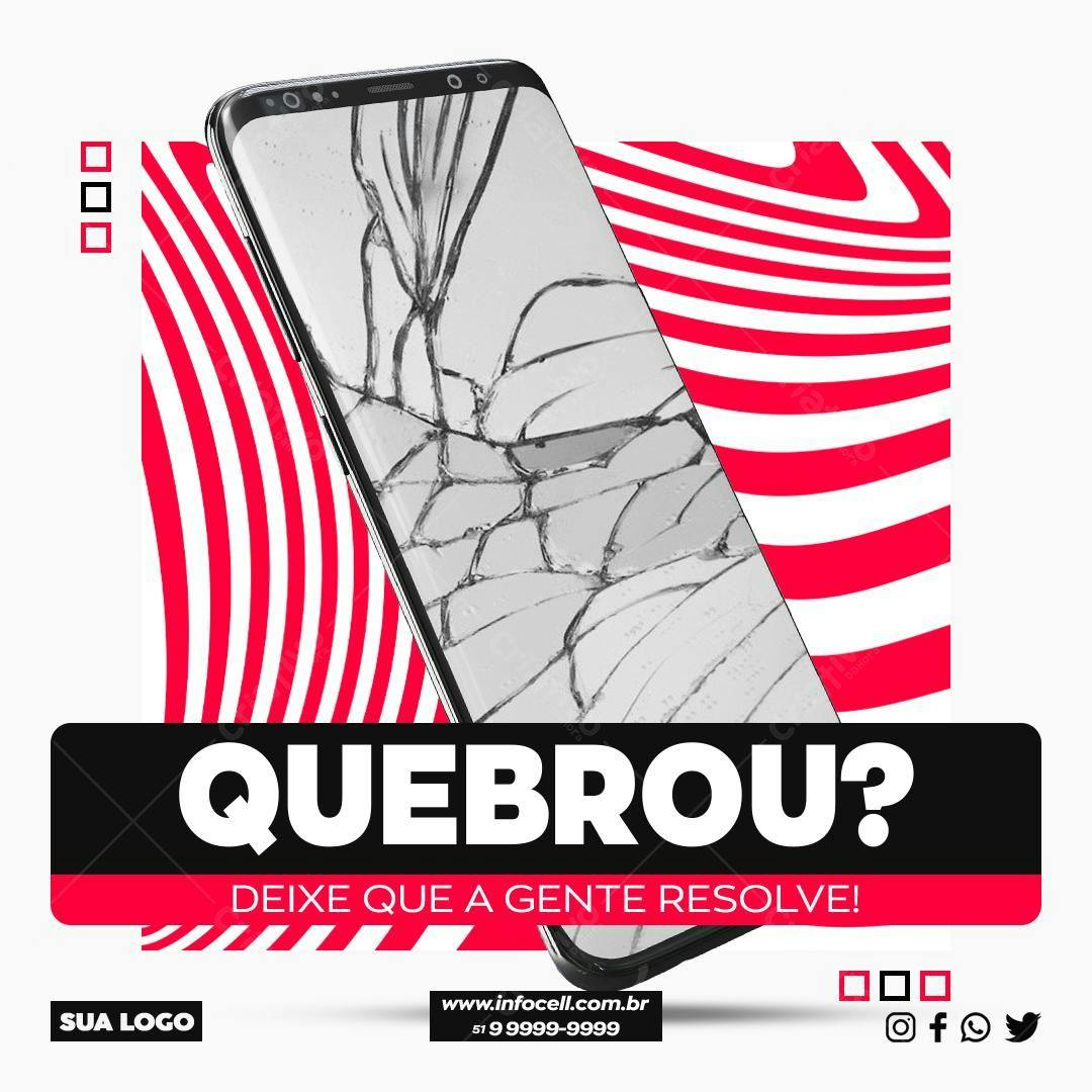 Post para Redes Sociais Reparo de Celular PSD Editável