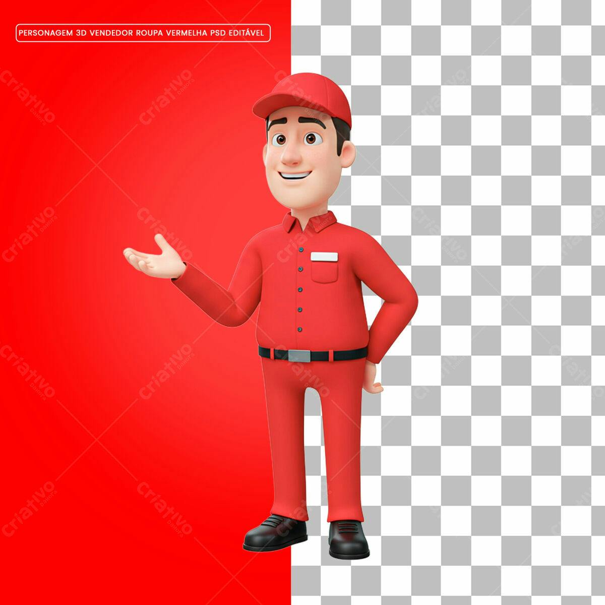 Personagem 3D Vendedor PSD Editável