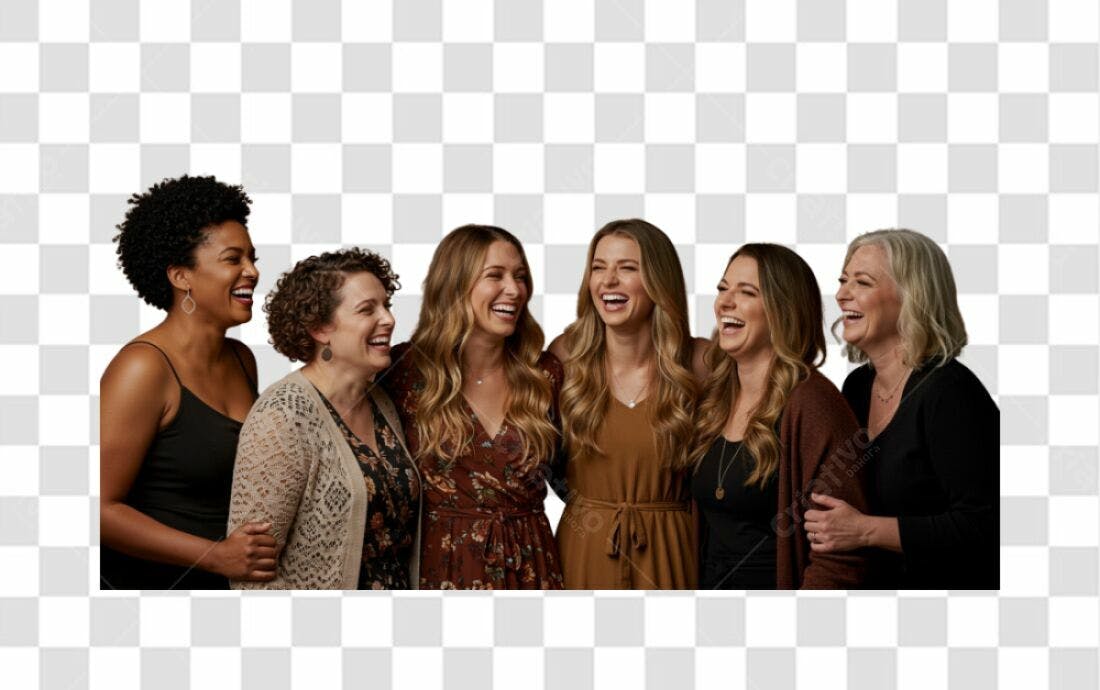 Imagem PNG Mulheres Diversas Rindo Fundo Transparente