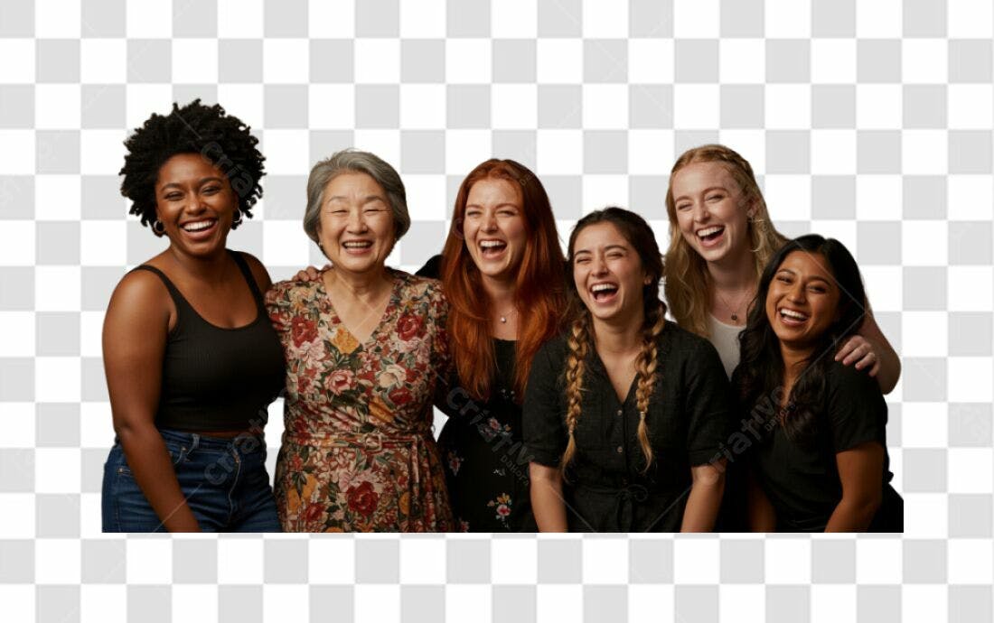 Imagem PNG Mulheres Diversas Rindo com Fundo Transparente