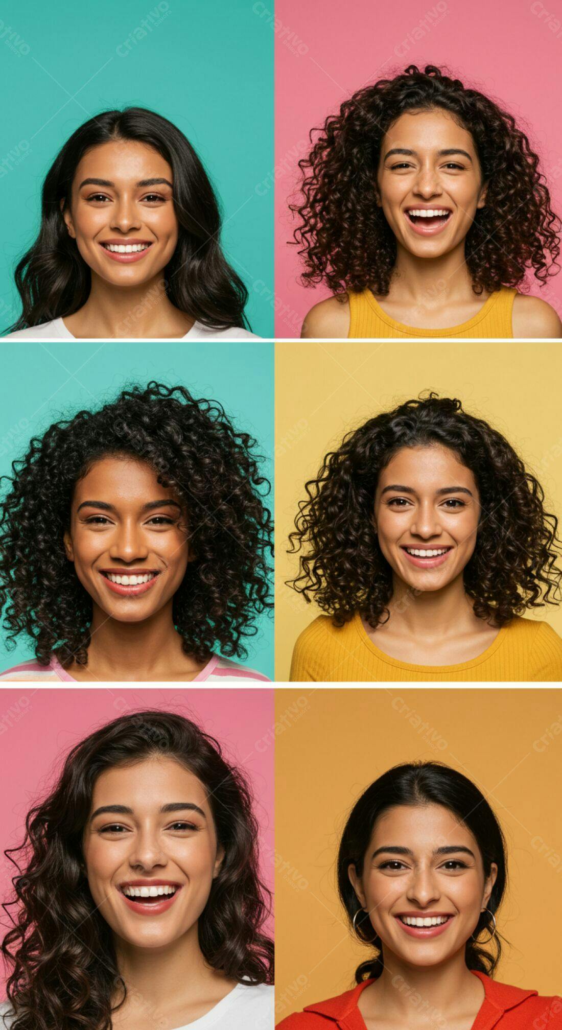 Mulheres sorrindo fundos coloridos