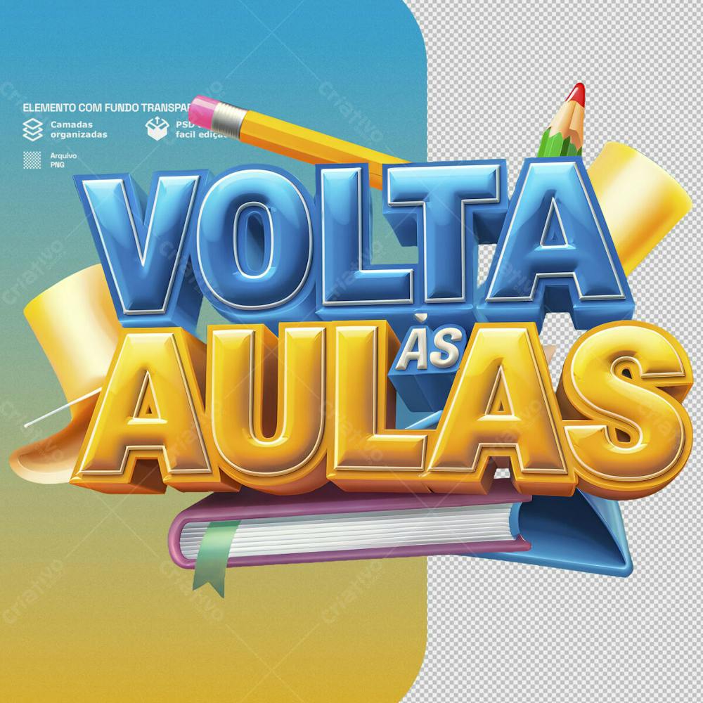 Selo 3D Para Composição Volta Às Aulas Psd Editável 8