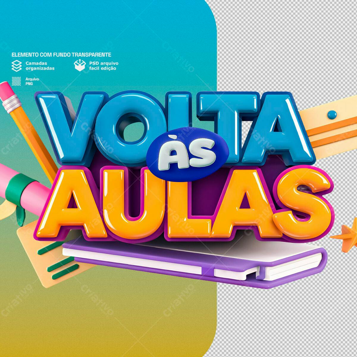 Arte Volta às Aulas PSD Editável