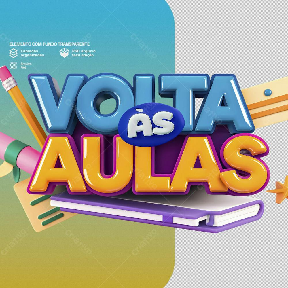 Selo 3D Para Composição Volta Às Aulas Psd Editável 3