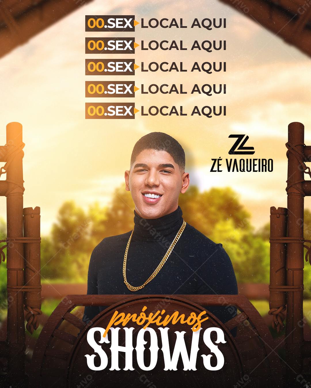 Flyer Zé Vaqueiro Shows PSD Editável