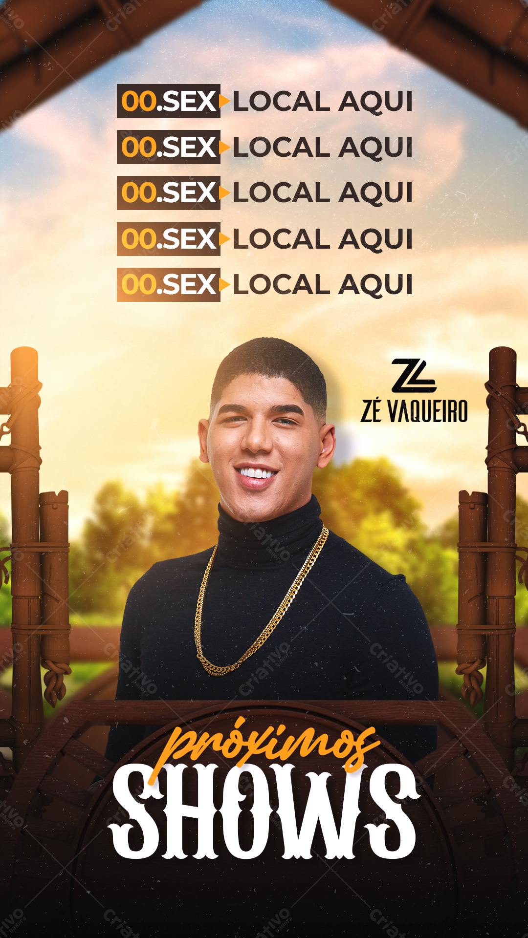 Flyer Zé Vaqueiro Shows PSD Editável