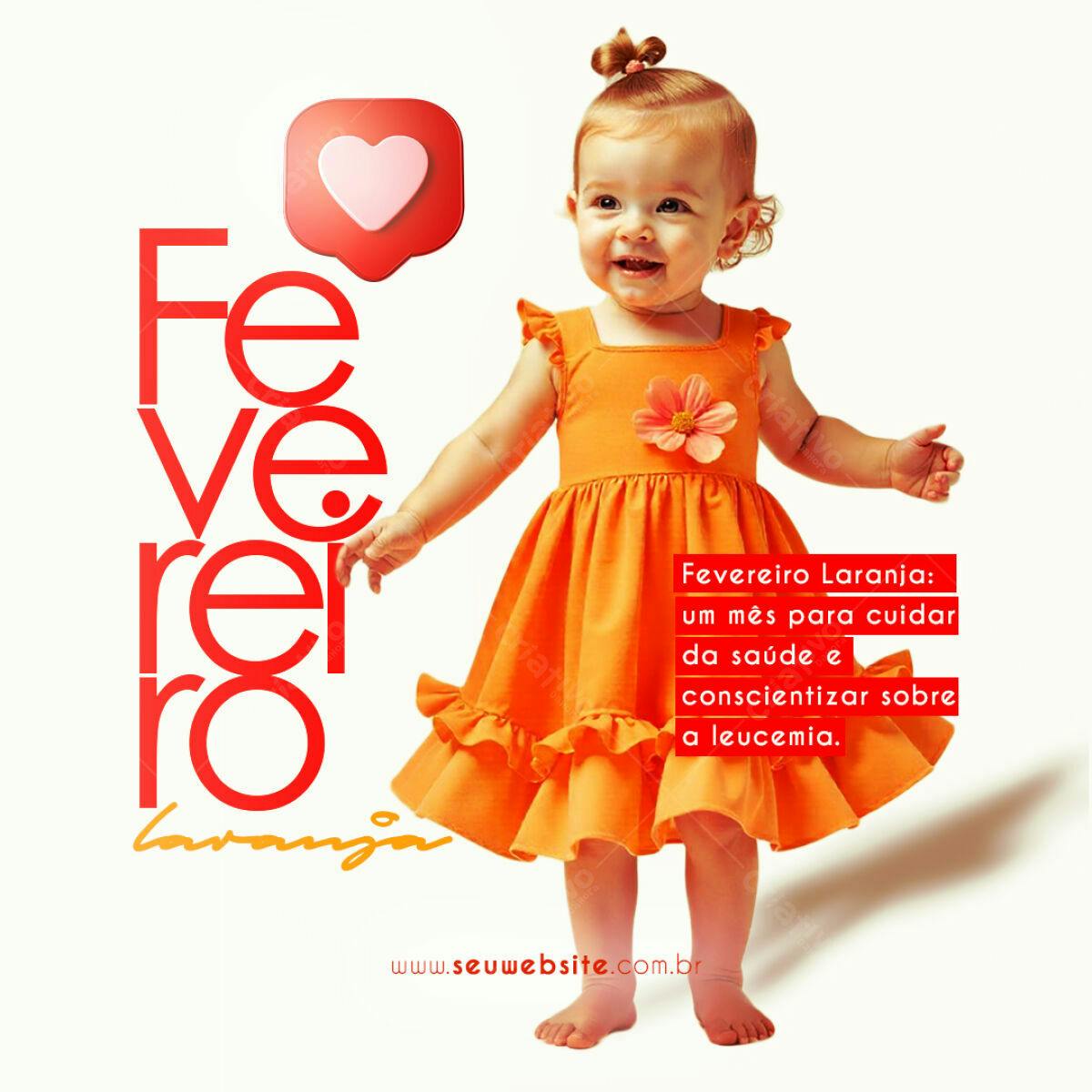Flyer Fevereiro Laranja PSD Editável