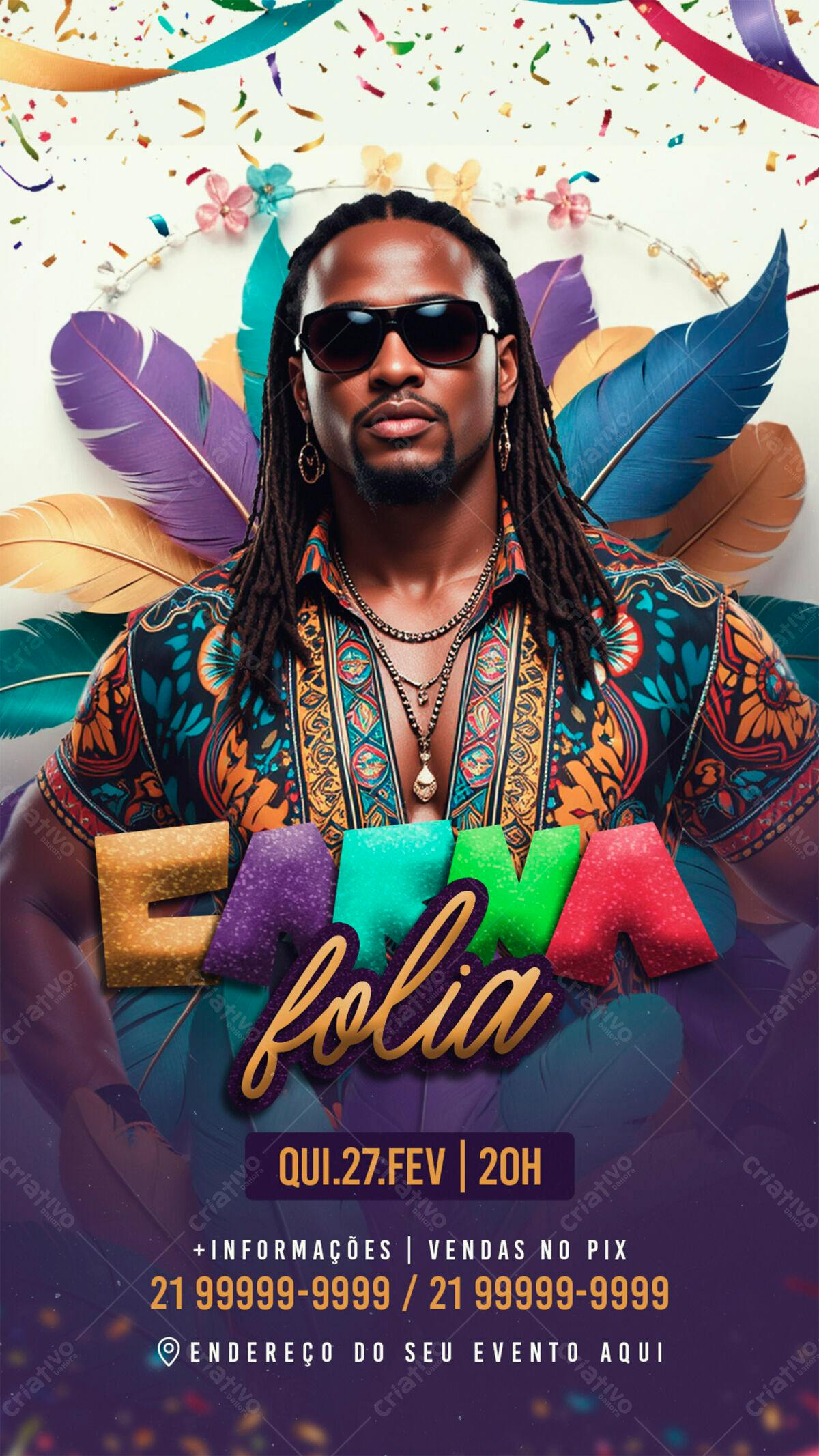 Flyer para Festa de Carnaval PSD Editável