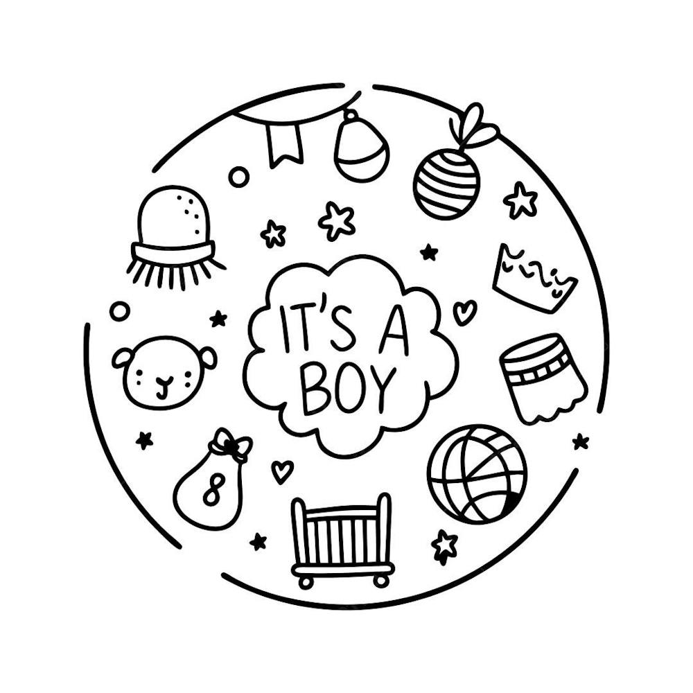 Cute Baby Boy Announcement Doodle Design