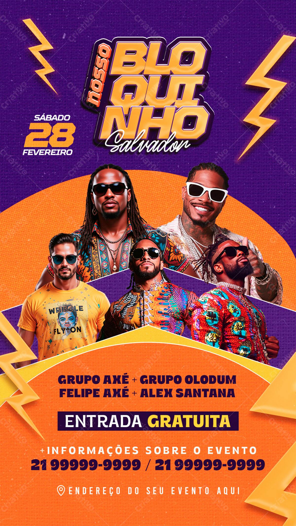 Flyer para Bloquinho de Carnaval PSD Editável