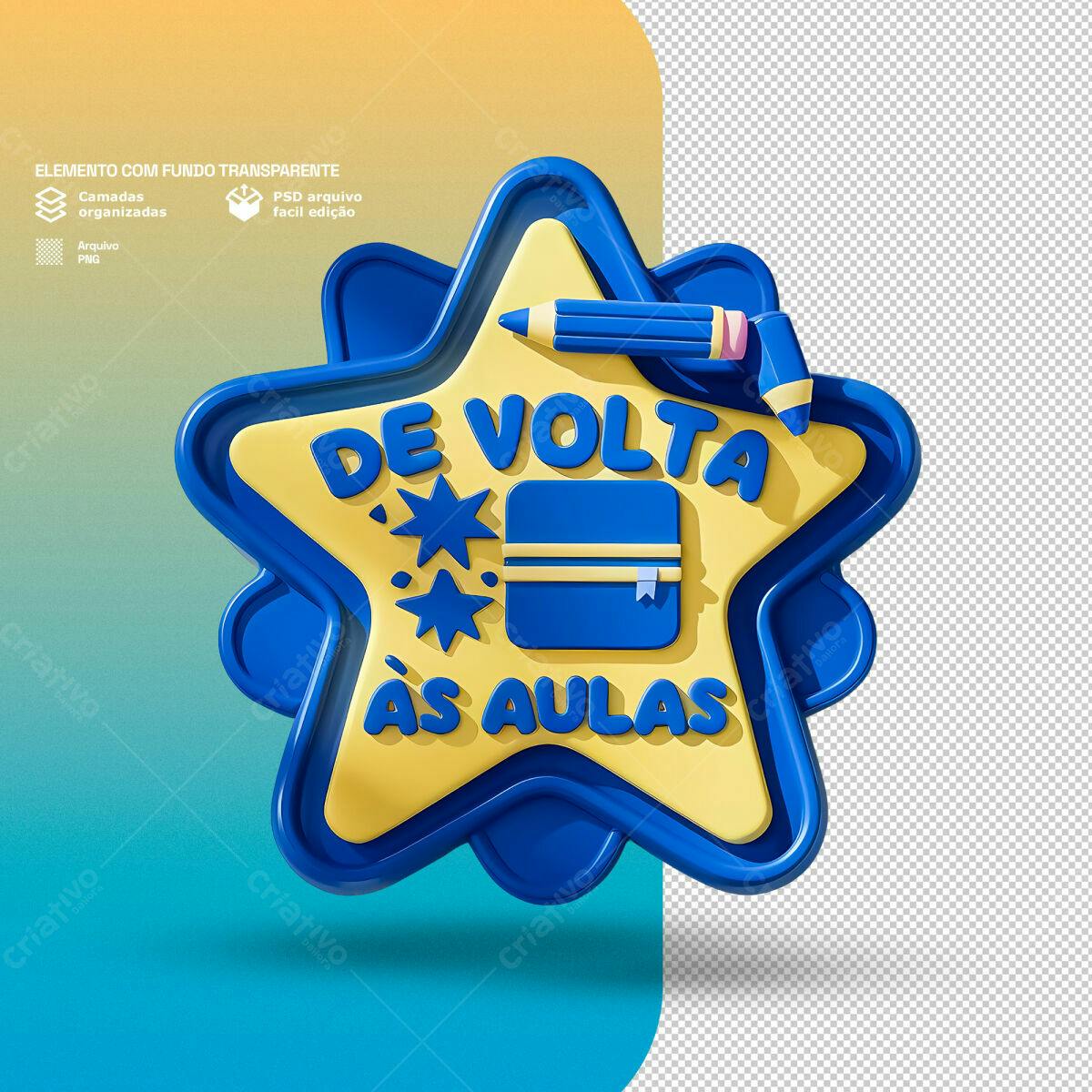 Badge Volta às Aulas PSD Editável