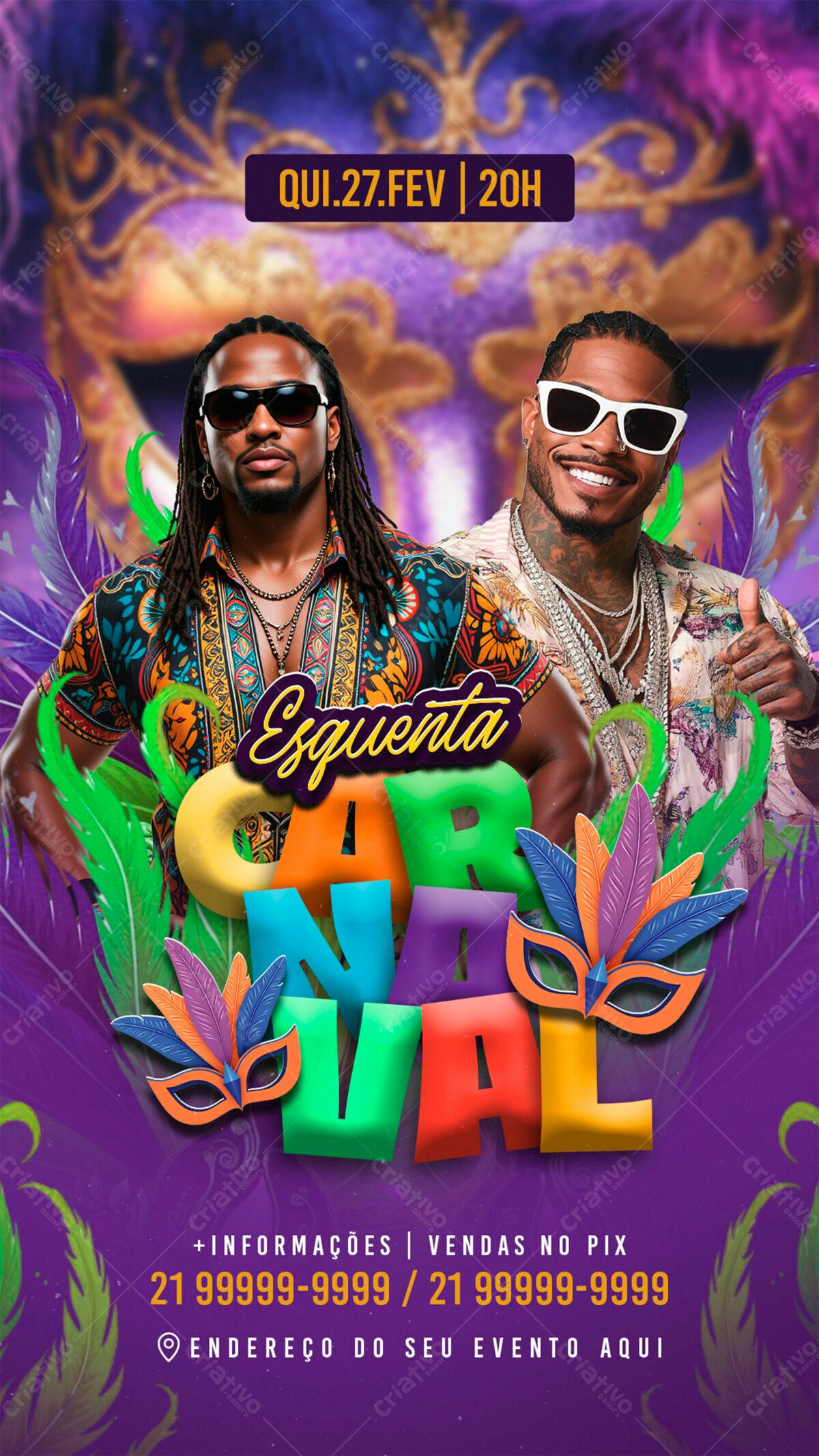 Flyer Esquenta Carnaval PSD Editável