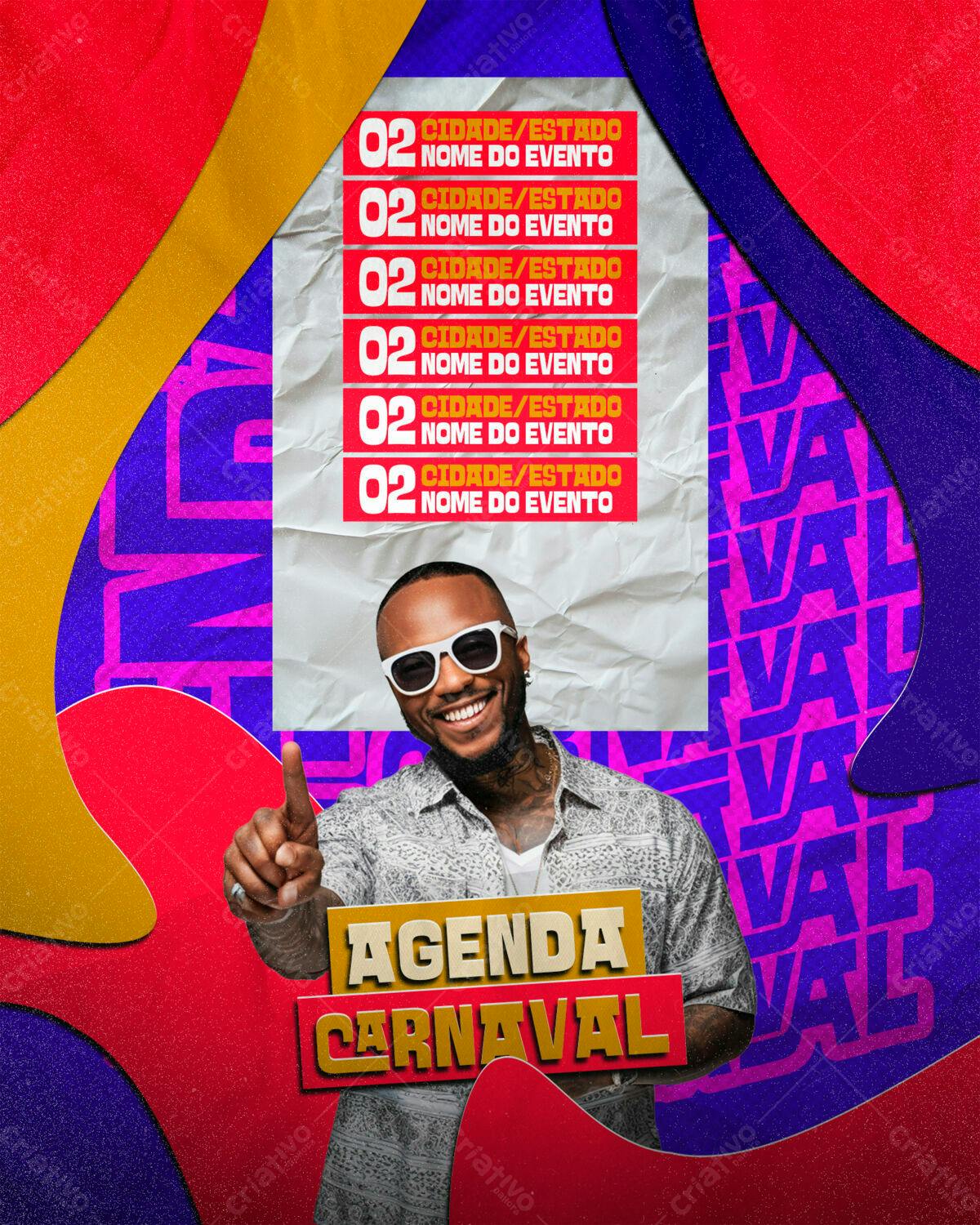 Flyer para Agenda Carnaval PSD Editável