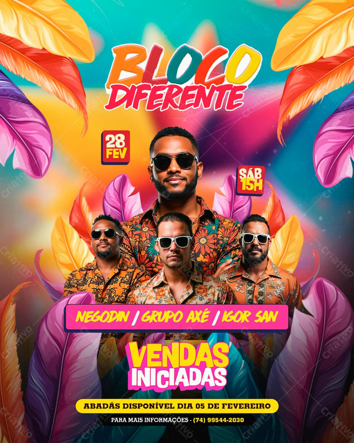 Flyer para Bloco de Carnaval PSD Editável
