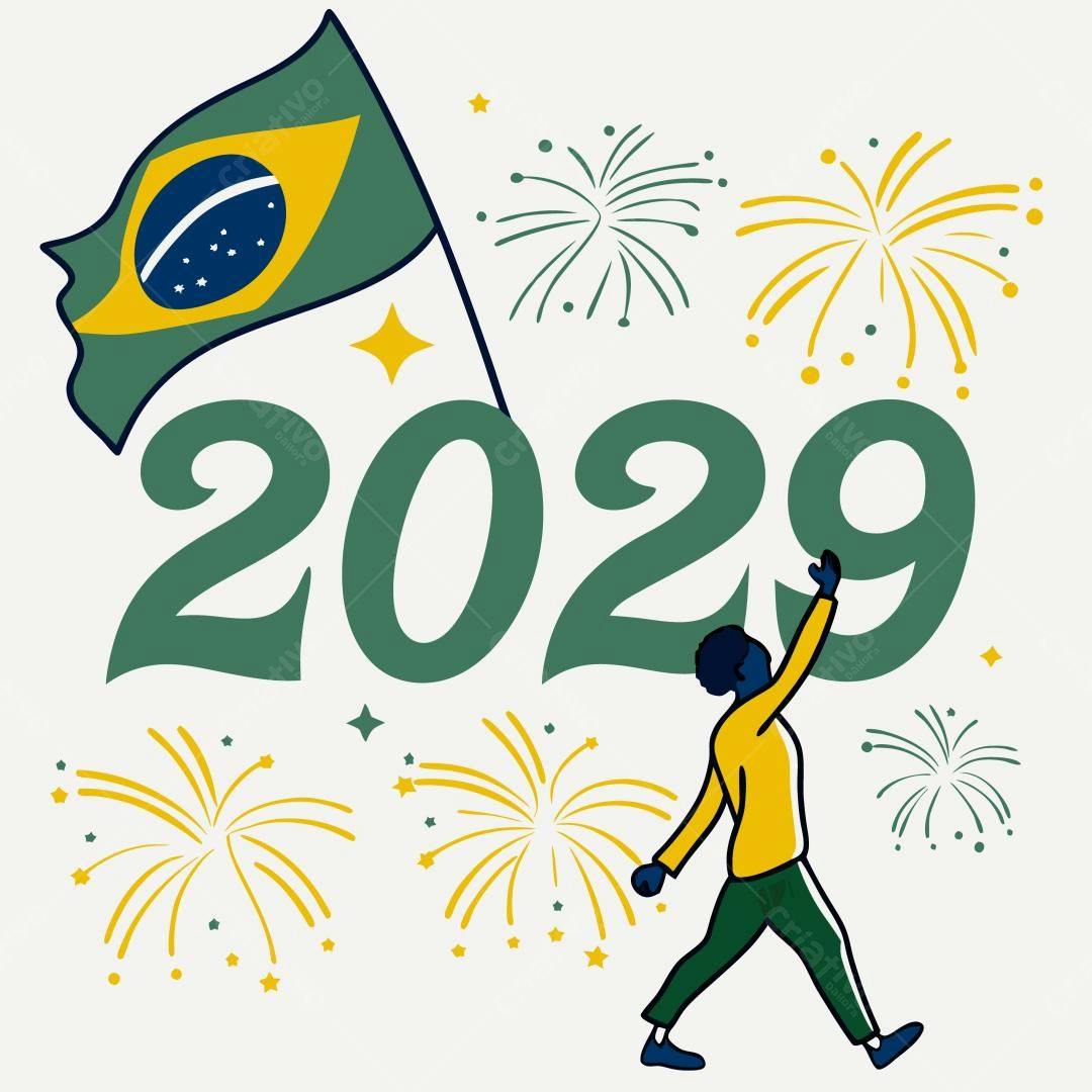 Ilustração vetorial Ano Novo 2029 Brasil
