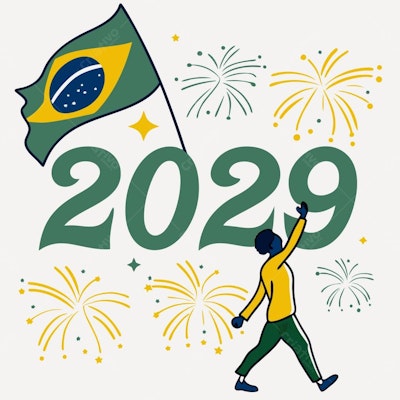 Ilustração vetorial Ano Novo 2029 Brasil