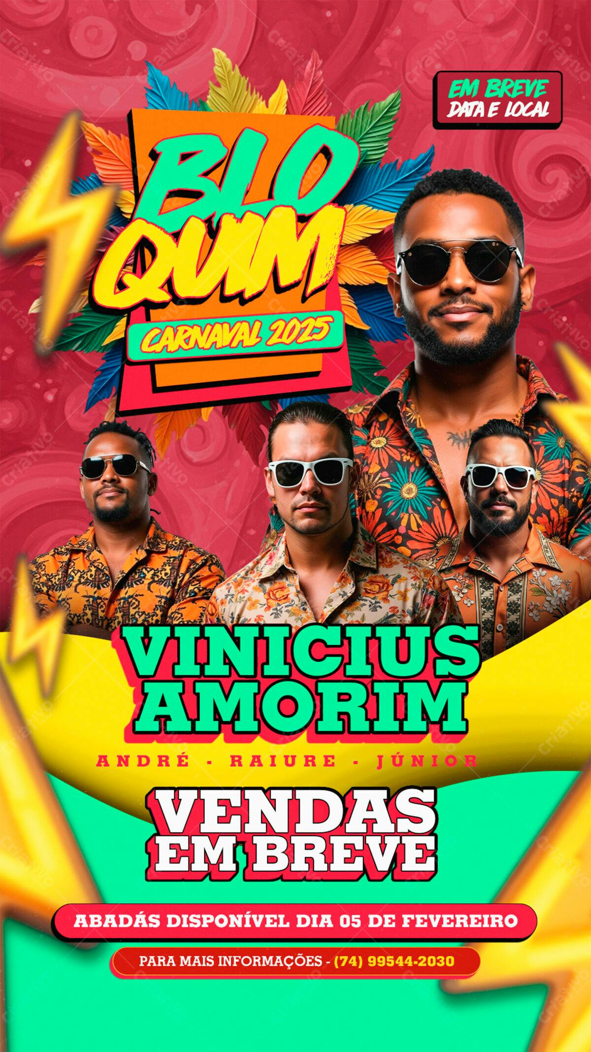Flyer Carnaval Bloco Quim PSD Editável