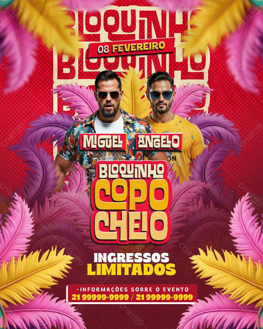 Flyer Evento Bloquinho Copo Cheio Feed