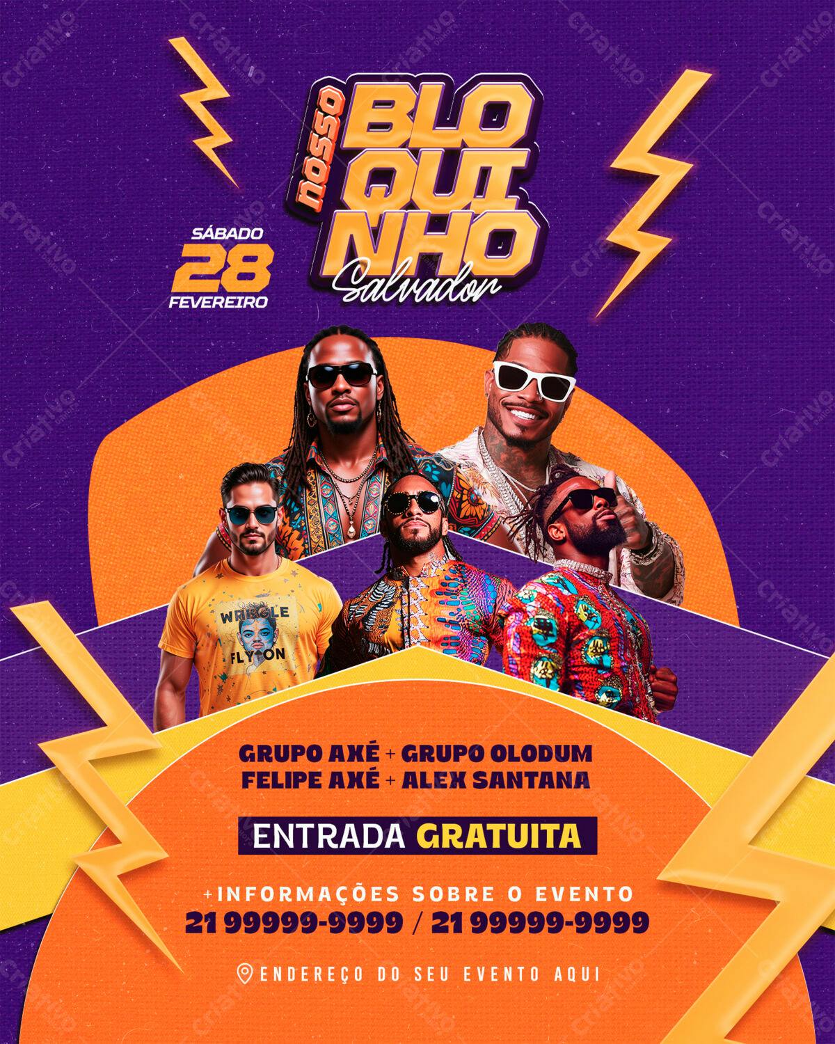 Flyer Bloquinho Carnaval Salvador PSD Editável
